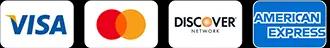 Payment Methods: Visa, Mastercard, Discover, American Express